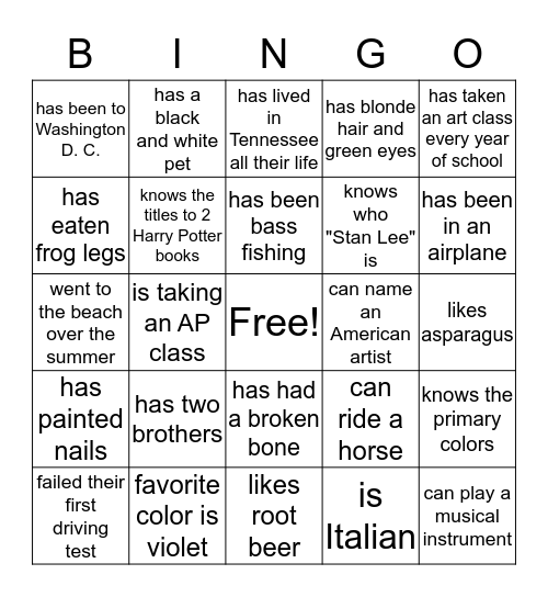 Studio 2204 bingo Card