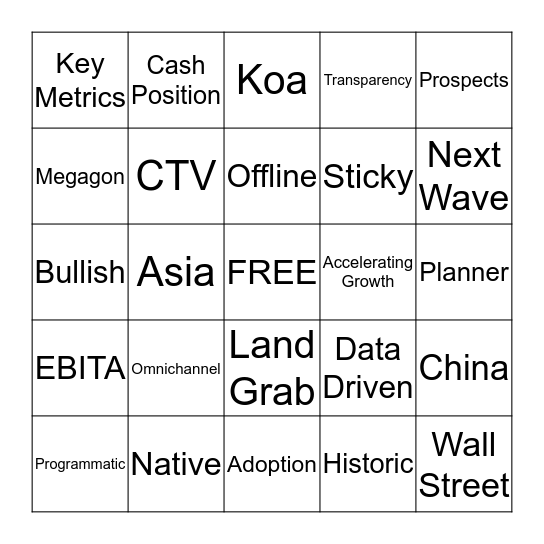 The Trade Desk Q2 Earnings Call 2018 Bingo Card