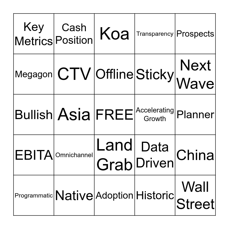 The Trade Desk Q2 Earnings Call 2018 Bingo Card