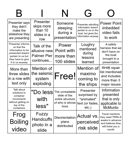 Orientation Bingo! Bingo Card