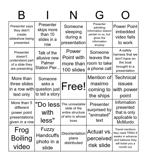 Orientation Bingo! Bingo Card