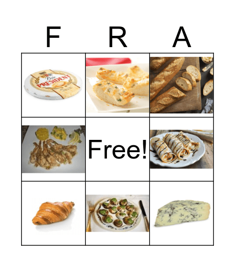 French Food Bingo Card