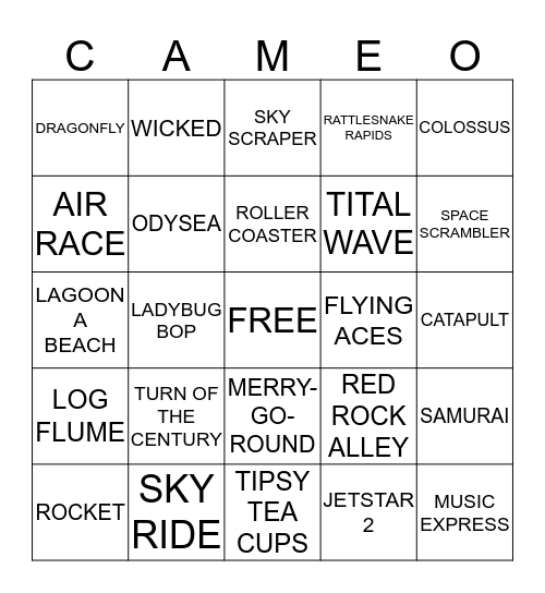 LAGOON DAY Bingo Card