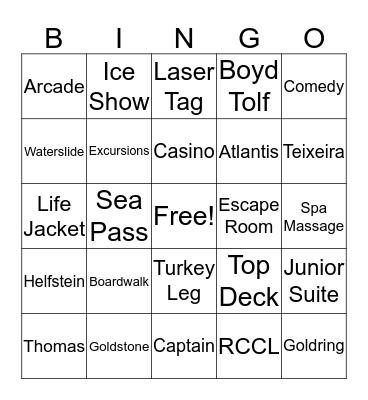 Thanksgiving Cruisin Bingo Card