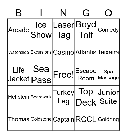 Thanksgiving Cruisin Bingo Card
