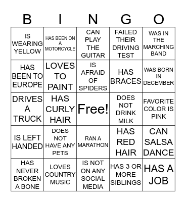 COSMO ICEBREAKER BINGO Card