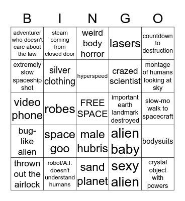 Space Movie Bingo Card