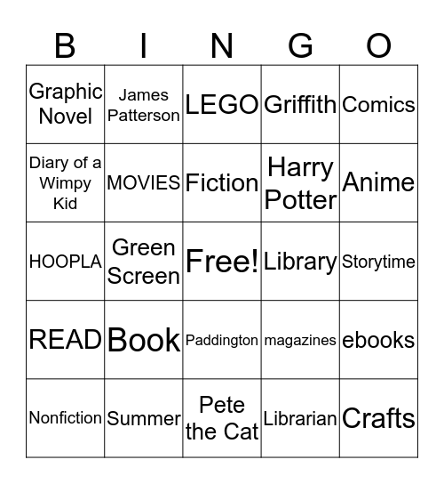 BOOK BINGO  Bingo Card