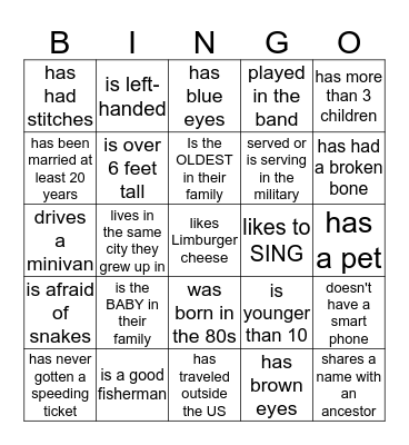 Find Someone Who... Bingo Card