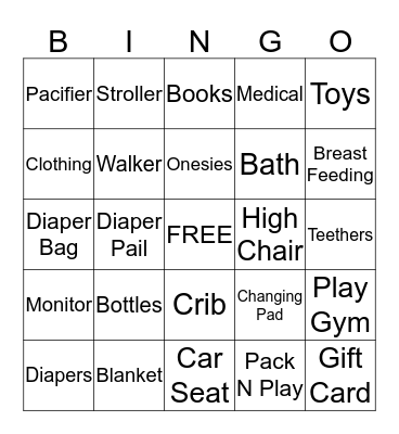 Baby Shower Bingo Card