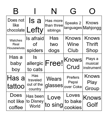 Find someone who... Bingo Card