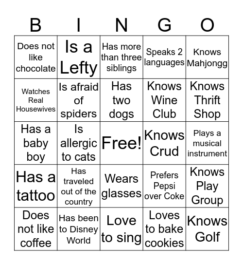 Find someone who... Bingo Card