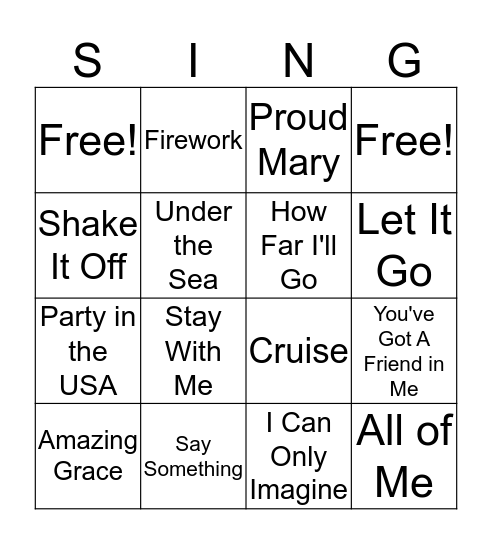 Rehab Singo! Bingo Card