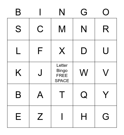 Alphabet BINGO Card