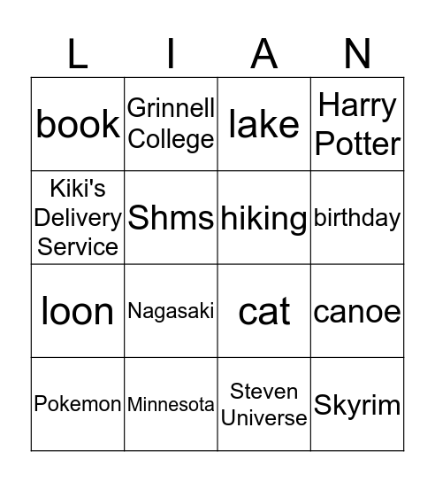 BINGO Card