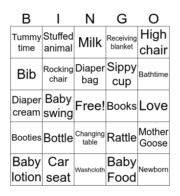 BABY SHOWER Bingo Card