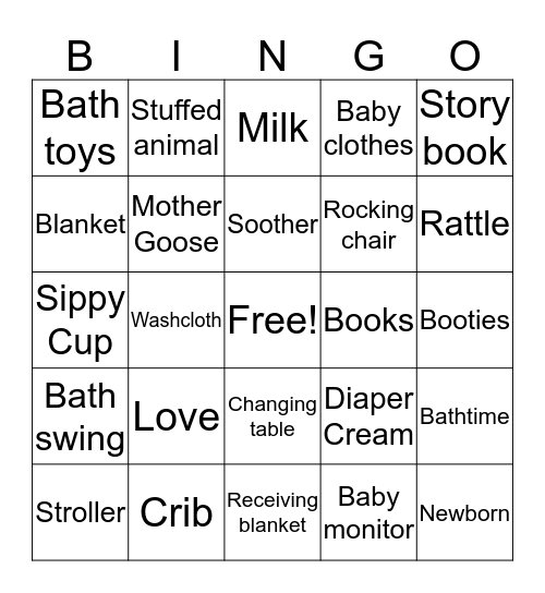 BABY SHOWER Bingo Card