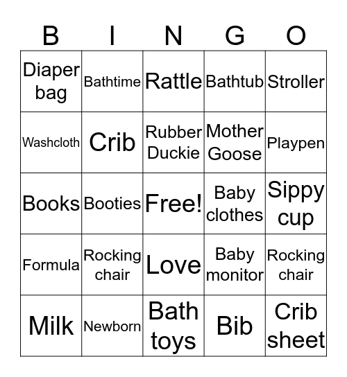 BABY SHOWER Bingo Card