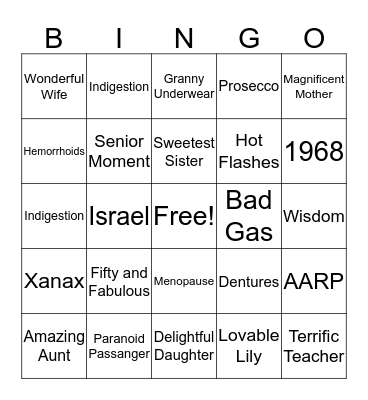 Taly's 50th Birthday Bingo! Bingo Card