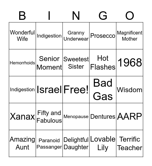 Taly's 50th Birthday Bingo! Bingo Card