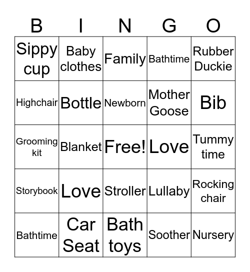 BABY SHOWER Bingo Card