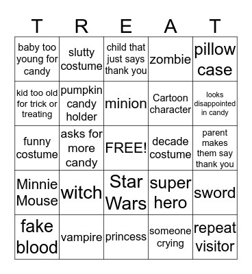 Trick or Treat Bingo Card