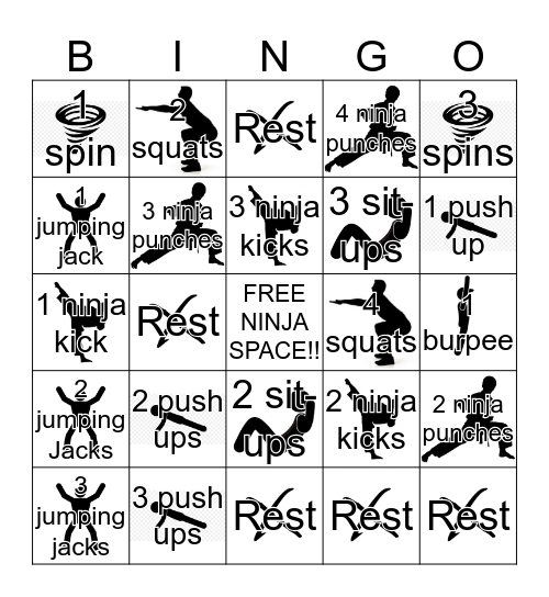 NINJAZ Bingo Card
