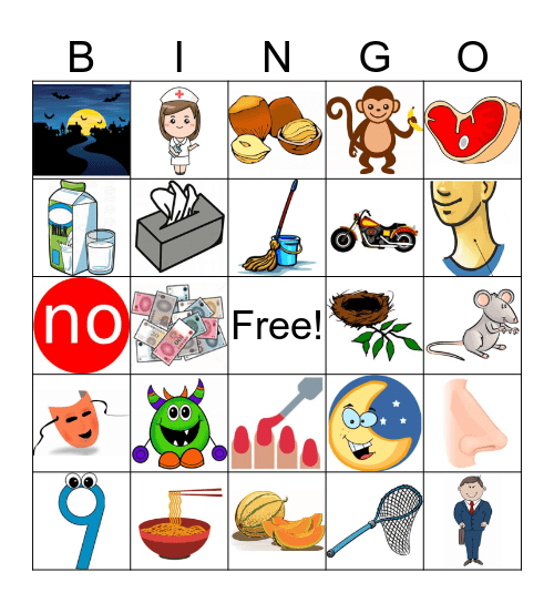 K02 Unit 6 M&N Words Bingo Card