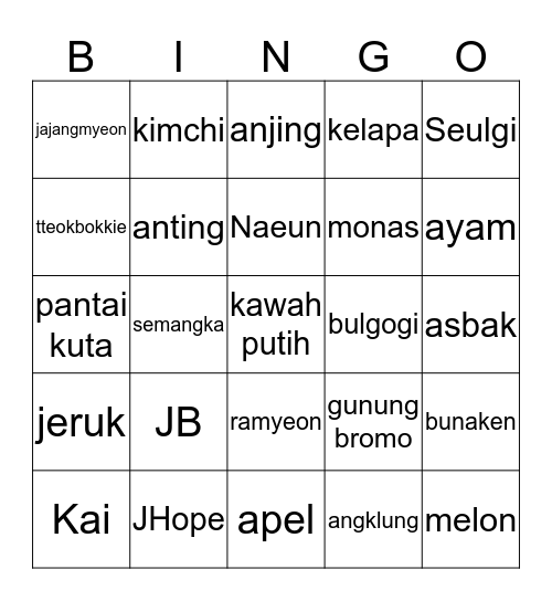 KM Bingo Card