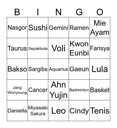 A N T A R E S Bingo Card