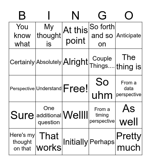 Brubaker's Buzzword Bingo Card