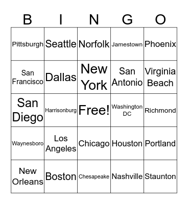 US & VA Cities ASL Bingo Card