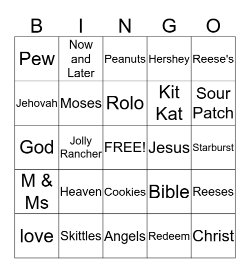 Candy Bingo Card