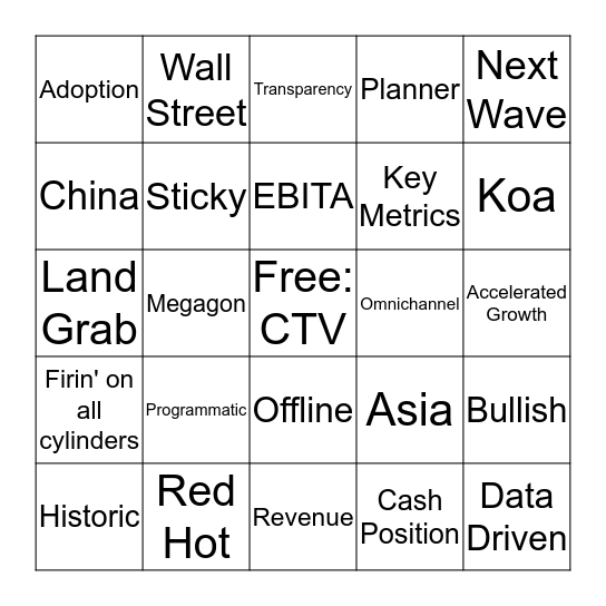 The Trade Desk Q2 Earnings Call 2018 Bingo Card