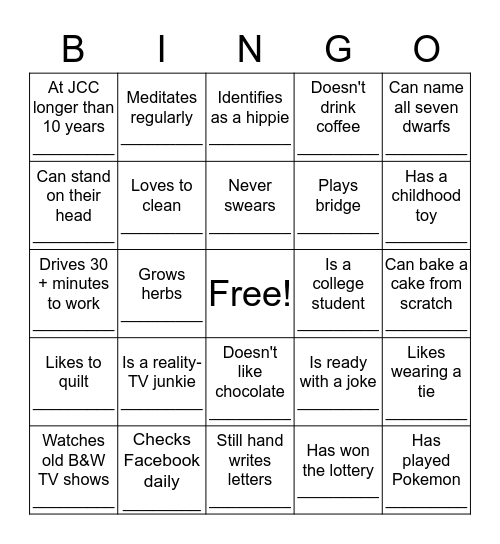 #WeGetUSet Party Bingo Card