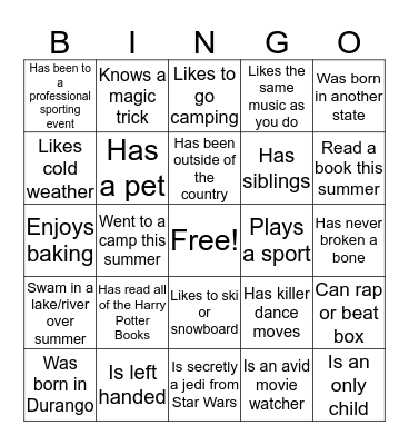 Who are these people?...BINGO Card