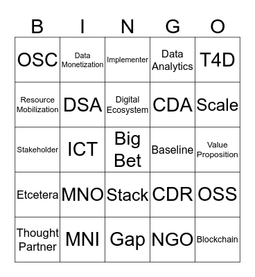 Big Bet Bingo Card