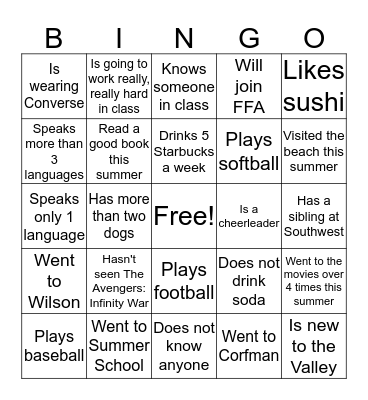 Find Someone Who... Bingo Card