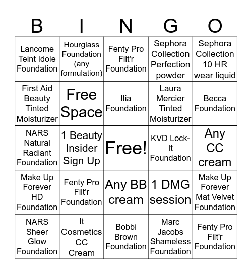 Foundation Bingo Card