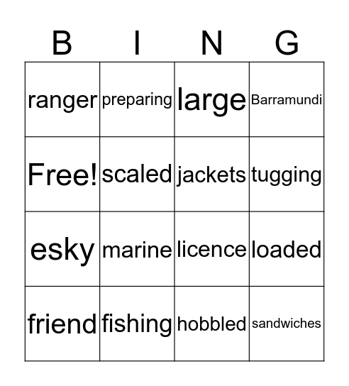 BARRAMUNDI FISHING Bingo Card