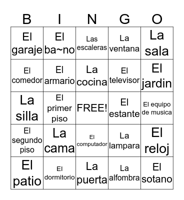 La Casa Bingo Card