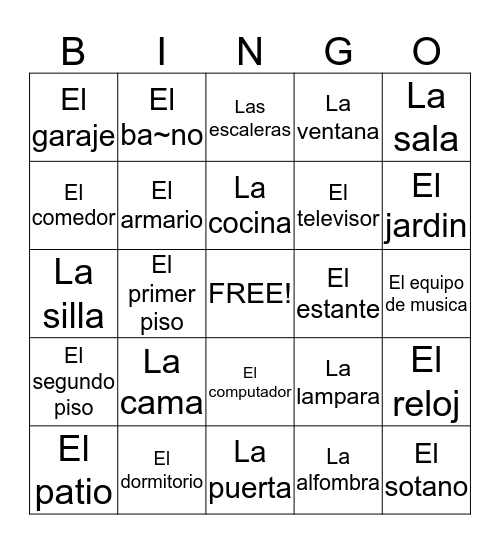 La Casa Bingo Card
