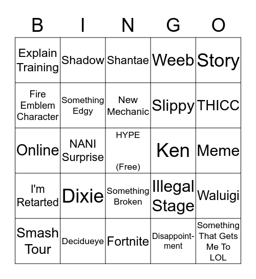 Smash Direct BINGO Card