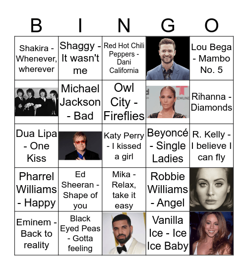 Song Bingo  Bingo Card