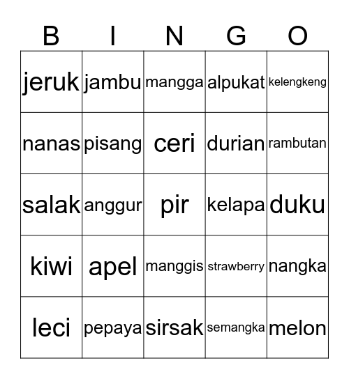 SCY Bingo Card