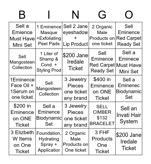 SPAGO BINGO Card