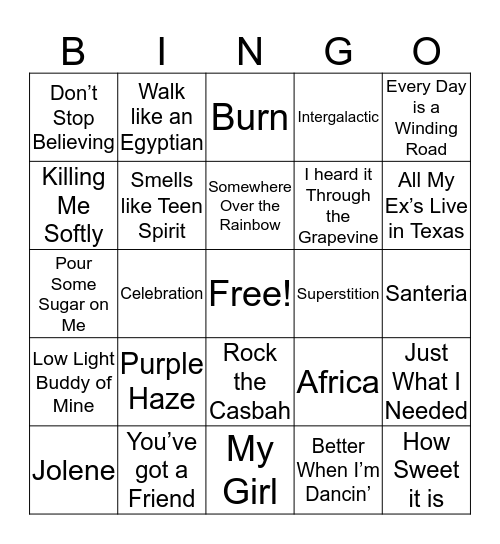Music Bingo Card