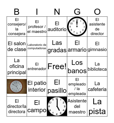 School Bingo Card