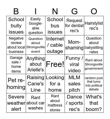 SMDI Bingo Card