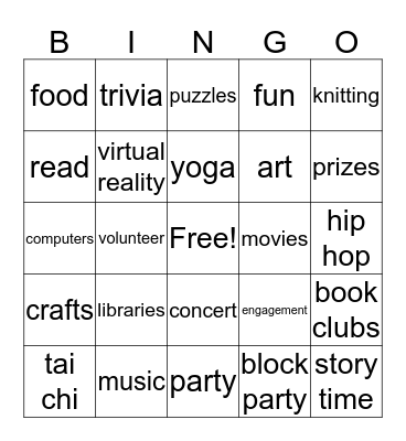 Summer Reading Bingo Card
